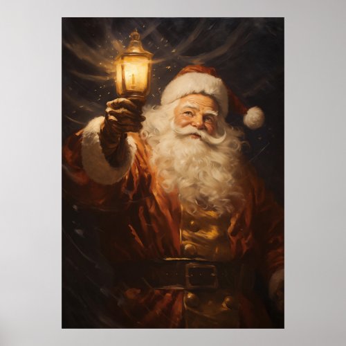 Festive home decor wall art Santa with lantern