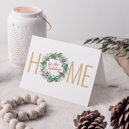 Festive Home for the Holidays Wreath Photo Card