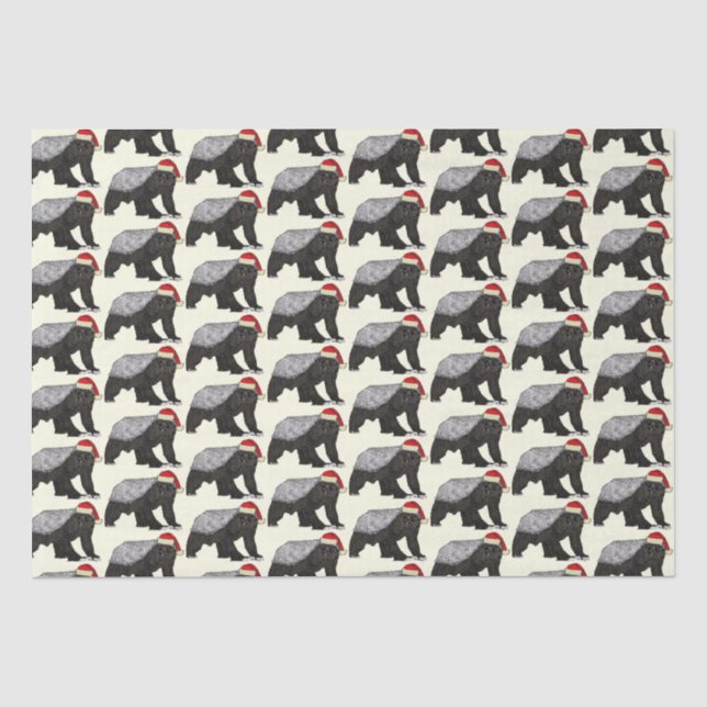 Festive Honey Badger Badass Santa Christmas Animal Tissue Paper (Front)