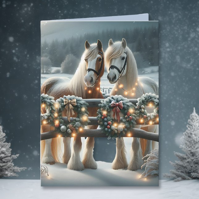 Festive Horses and Christmas Lights Card (Creator Uploaded)