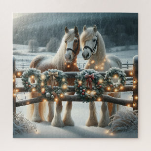 Festive Horses and Christmas Lights Jigsaw Puzzle