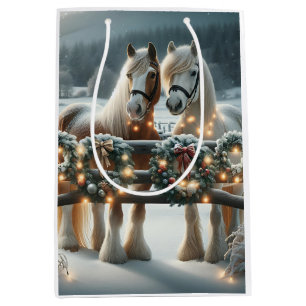 Festive Horses and Christmas Lights Medium Gift Bag