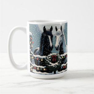 Festive Horses Merry Christmas Coffee Mug