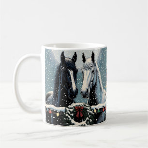 Festive Horses Merry Christmas Coffee Mug