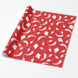 Festive Hot Chili Pepper Wrapping Paper in Red