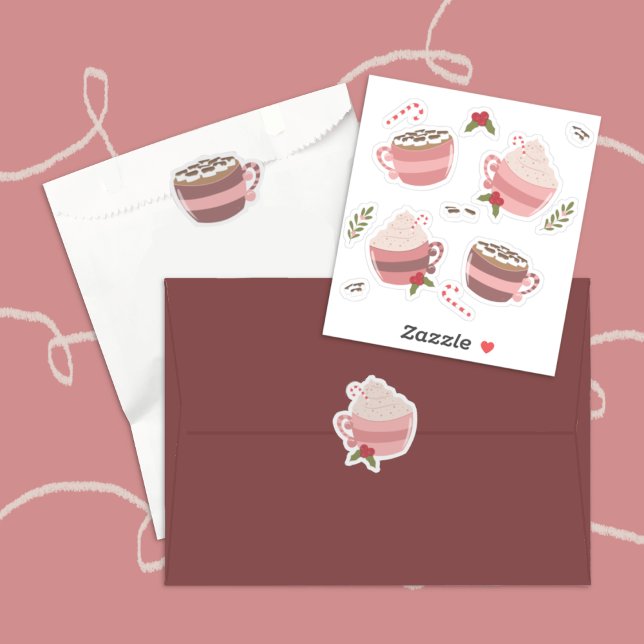 Festive Hot Cocoa Mugs Doodle Sticker Pack (Example of how you can use those cute hot cocoa Holiday stickers . )