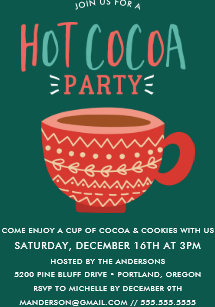 Hot Cocoa Invitations Zazzle Festive Hot Cocoa Party Holiday Invitation