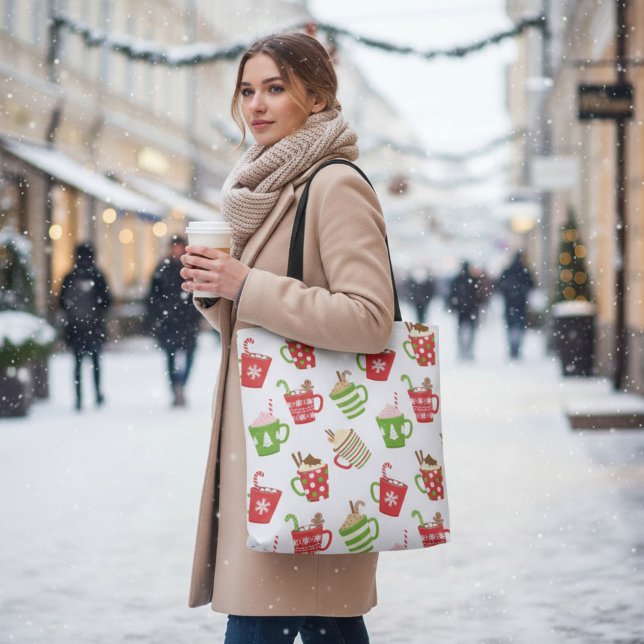 Festive Hot Drinks Christmas Holidays Pattern Tote Bag (Creator Uploaded)
