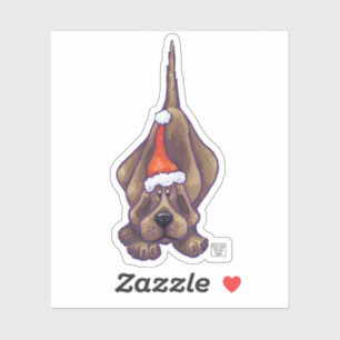 Festive Hound Dog Christmas Sticker