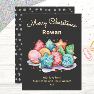 Festive Iced Cookies Personalized Merry Christmas Holiday Card