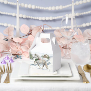 Festive Icelandic Horse in Winter Landscape Favor Boxes
