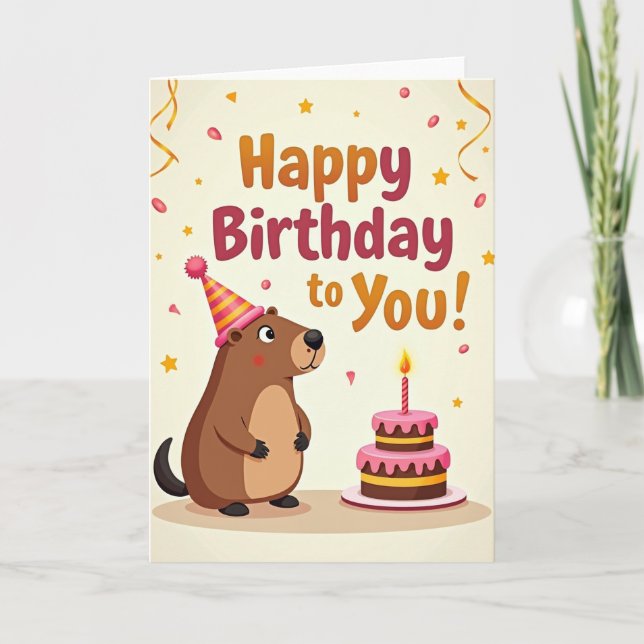Festive Illustrated Birthday Card (Front)