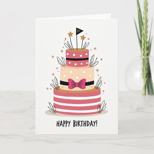 Festive Illustrated Cake Card (Front)