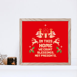 Festive "In This Home We Count Blessings" Poster