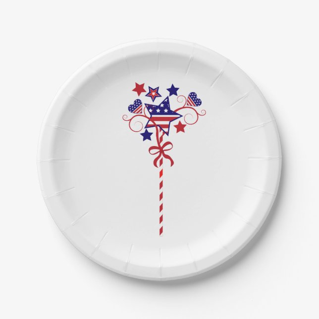 Festive Independence Day Patriotic Paper Plates (Front)