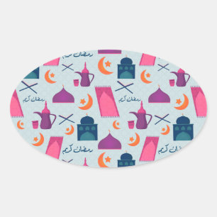 Festive Islamic Ramadan Design Oval Sticker