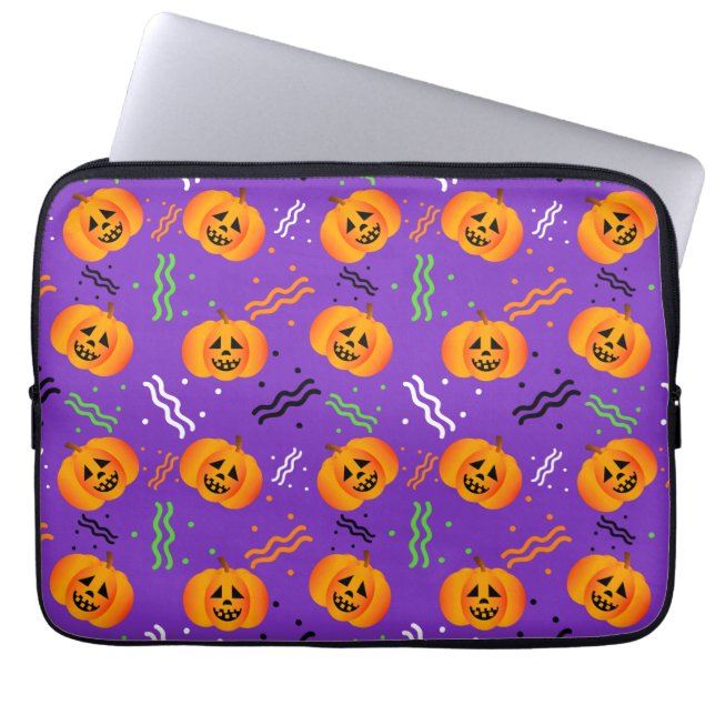 Festive Jack-O'-Lantern Laptop Sleeve (Front)