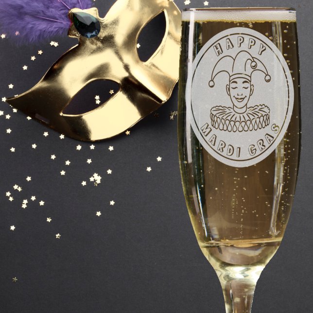 Festive Jester - Mardi Gras - Carnival Celebration Champagne Flute (Creator Uploaded)