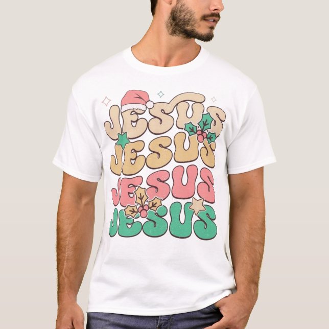 Festive Jesus Typography T-Shirt Design (Front)