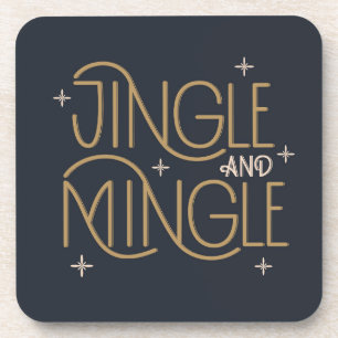 Festive Jingle and Mingle Holiday Design Beverage Coaster