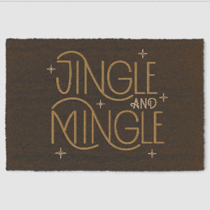 Festive Jingle and Mingle Holiday Design Fiber Doormat