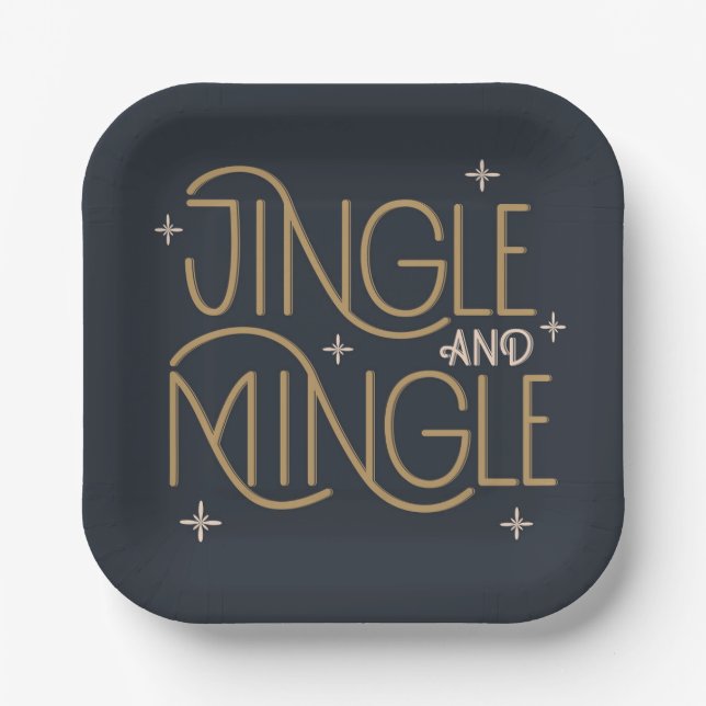 Festive Jingle and Mingle Holiday Design Paper Plates (Front)