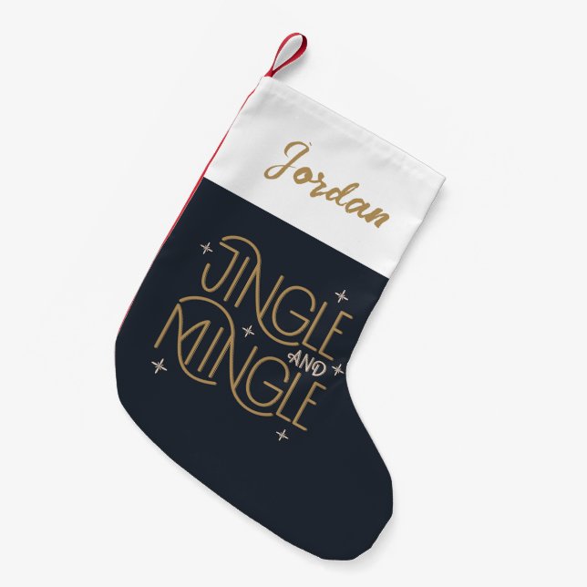 Festive Jingle and Mingle Holiday Design Small Christmas Stocking (Front (Hanging))