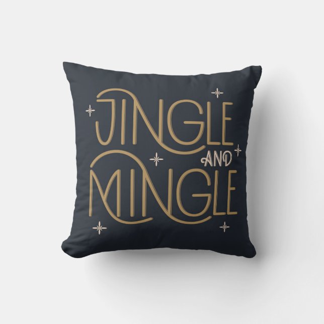 Festive Jingle and Mingle Holiday Design Throw Pillow (Front)