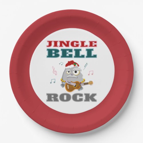 Festive Jingle Bell Rock Christmas Cartoon Paper Plates