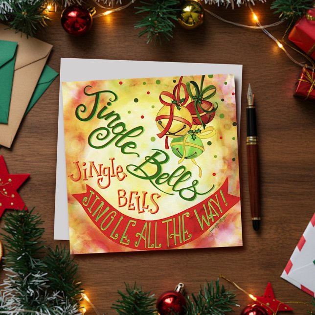 Festive Jingle Bells Pretty Christmas Inspirivity Holiday Card (Creator Uploaded)