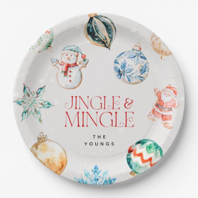 Festive Jingle & Mingle Christmas Paper Plates (Front)