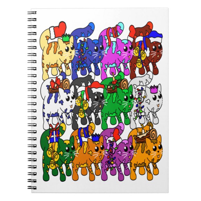 Festive Jolly Meowy Christmas Cats Notebook (Front)