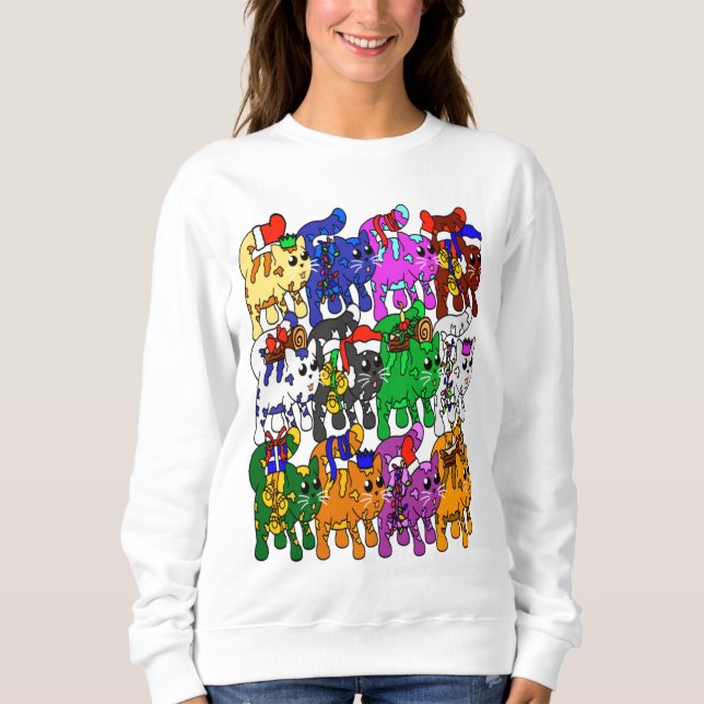 Festive Jolly Meowy Christmas Cats Sweatshirt (Front)