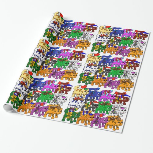 Festive Jolly Meowy Christmas Cats Wrapping Paper