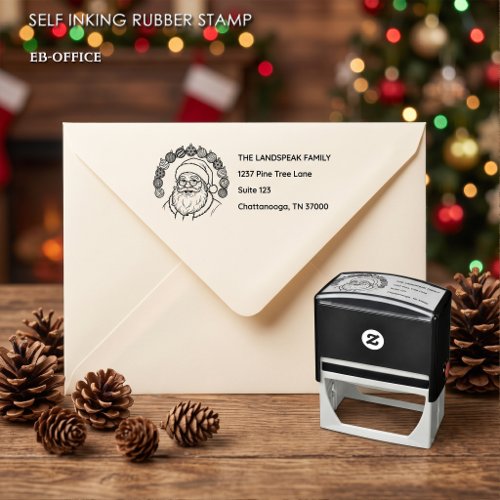 Festive Jolly Santa Claus Christmas Return Address Self-inking Stamp