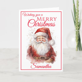 Festive Jolly Santa Merry Christmas Holiday Card