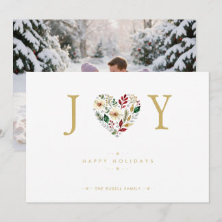 Festive Joy Botanical Heart Photo Christmas TMF26 Holiday Card