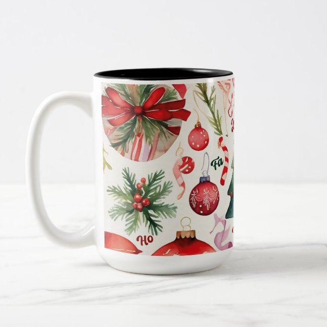 FESTIVE JOY CHRISTMAS COFFEE MUG (Left)