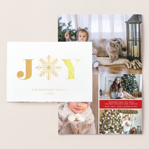 Festive Joy  Christmas Photo Collage Gold Foil Card
