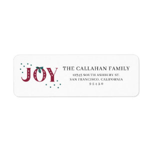 Festive Joy Christmas Return Address Label Sticker