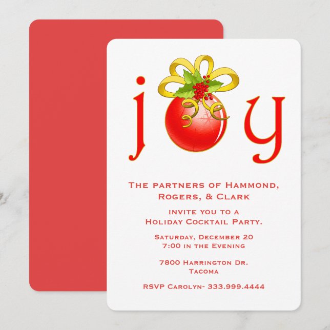 Festive Joy Coporate Holiday Invitation (Front/Back)