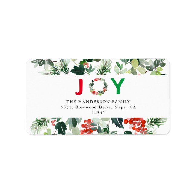 Festive Joy Elegant Return Address Label (Front)