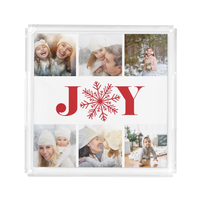 Festive Joy | Holiday Photo Collage Acrylic Tray (Front)