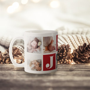 Festive Joy Holiday Photo Collage Mug