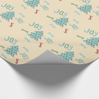 Festive JOY | Named  Turquoise Christmas Gift Wrap