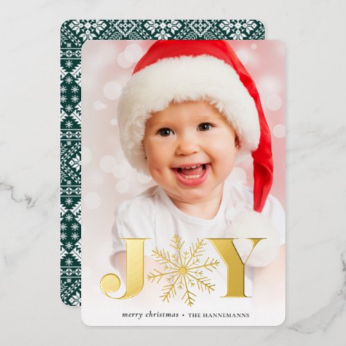 Festive Joy  Vertical Photo Foil Holiday Card