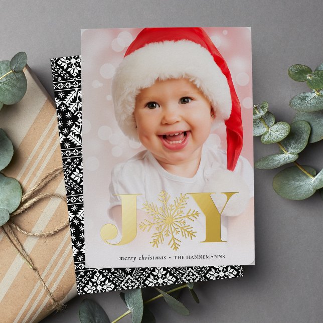 Festive Joy | Vertical Photo Foil Holiday Card (Creator Uploaded)