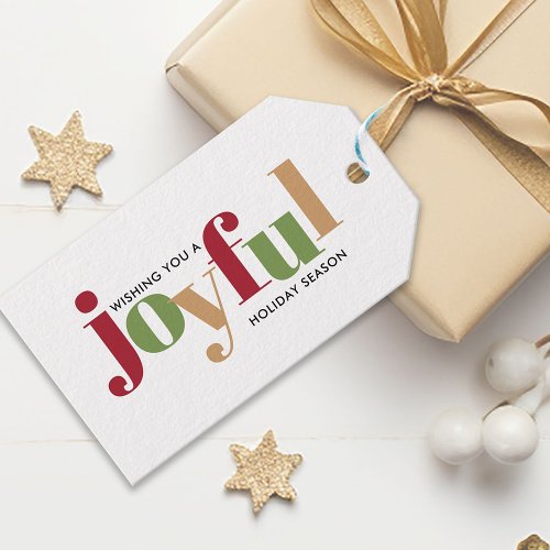 Festive Joyful Typography Colorful Christmas Gift Tags