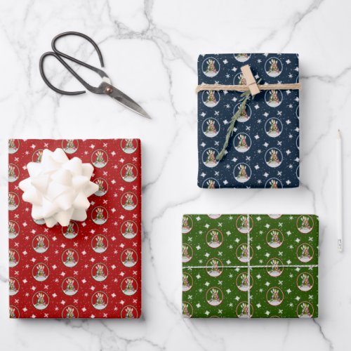 festive Kayak Christmas Tree red green blue Wrapping Paper Sheets