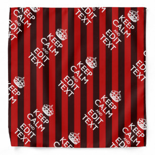 Festive Keep Calm Your Text on Red Stripes Bandana